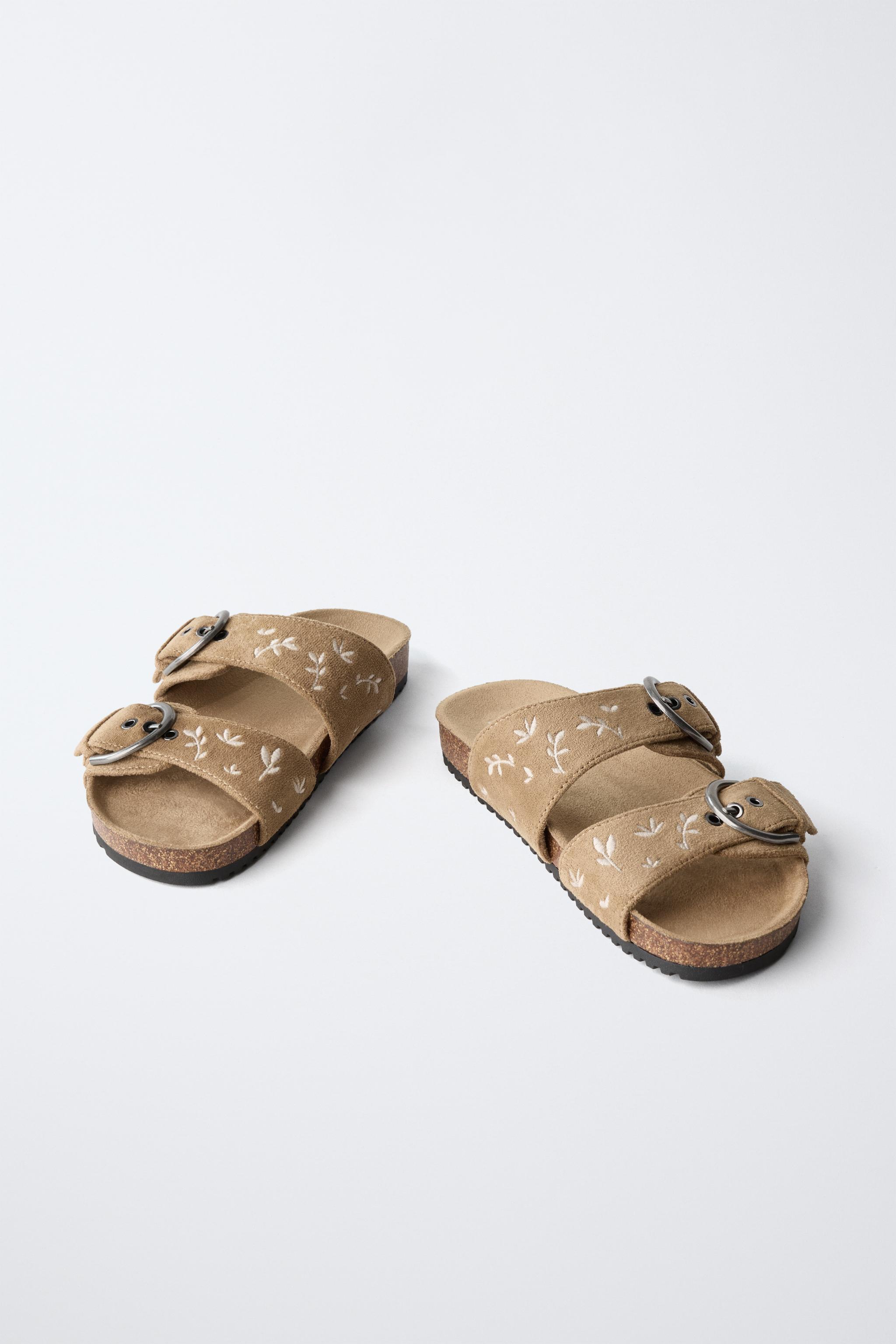 EMBROIDERED DOUBLE STRAP SANDALS